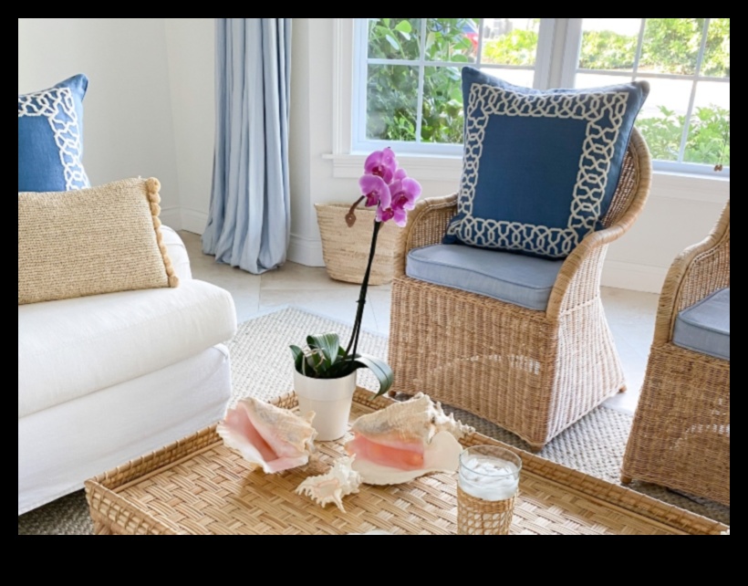 كيفية إنشاء غرفة المعيشة الساحلية مع أفكار ديكور الخوص؟