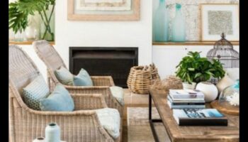 كيفية إنشاء غرفة المعيشة الساحلية مع أفكار ديكور الخوص؟