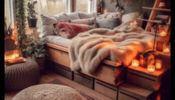 هل هناك أي نصائح لخلق جو مريح مع Fairy Lights في Boho Modern Decor؟