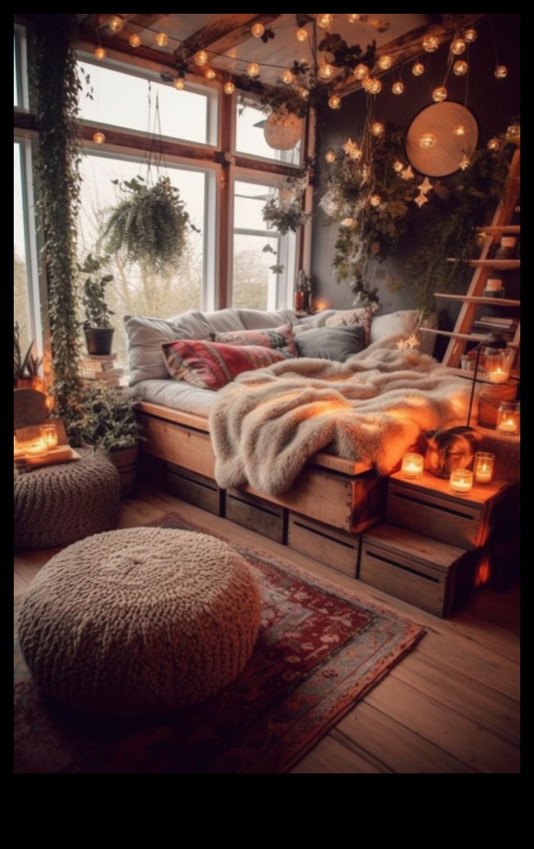 هل هناك أي نصائح لخلق جو مريح مع Fairy Lights في Boho Modern Decor؟